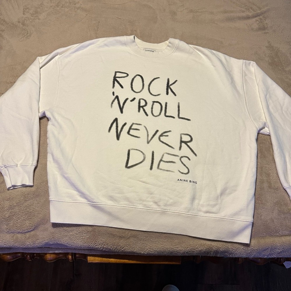Anine Bing White Crewneck Sweater size medium; only worn twice